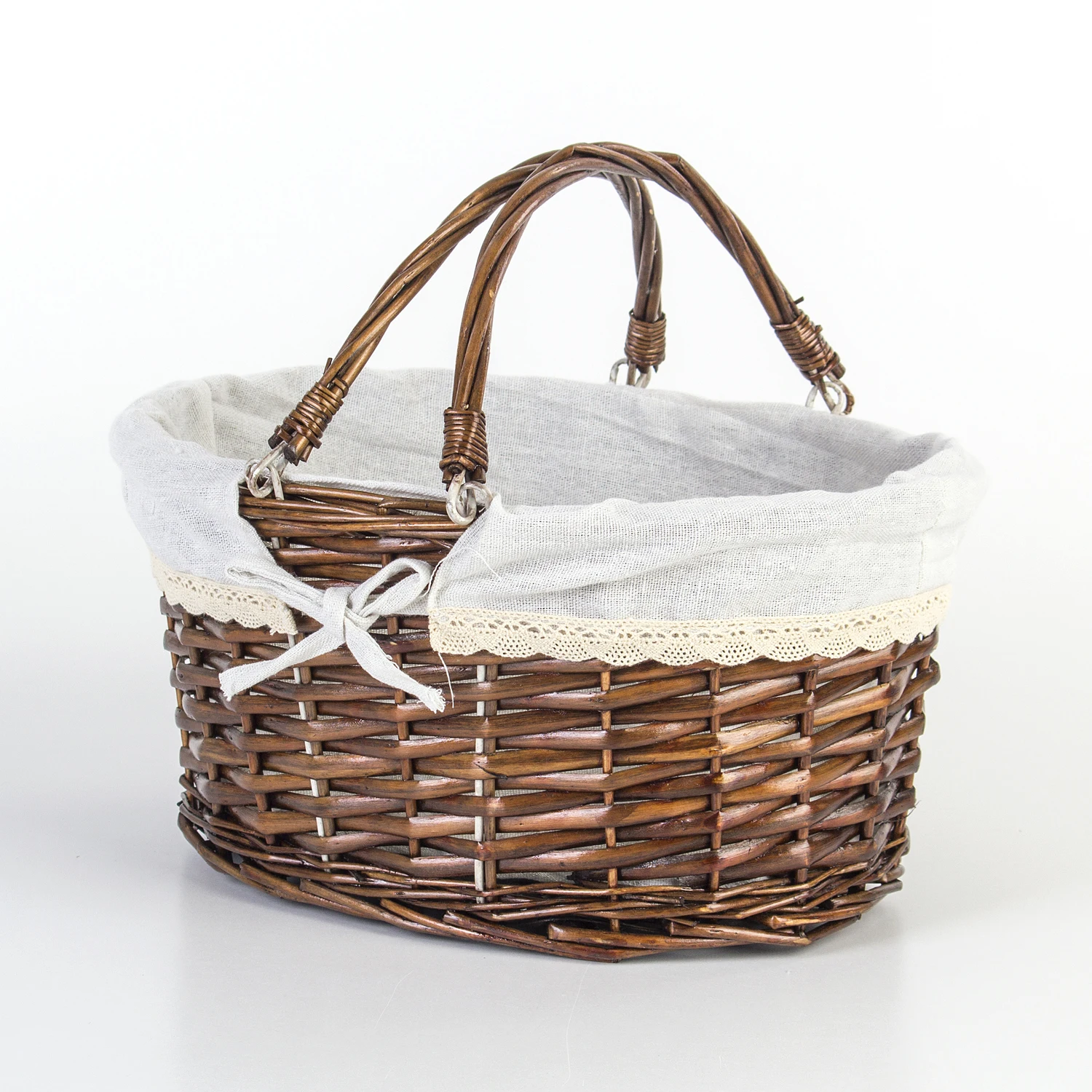 

Euro Flora Oval wicker picnic basket with handle (fabric) 29x21x24 Cm
