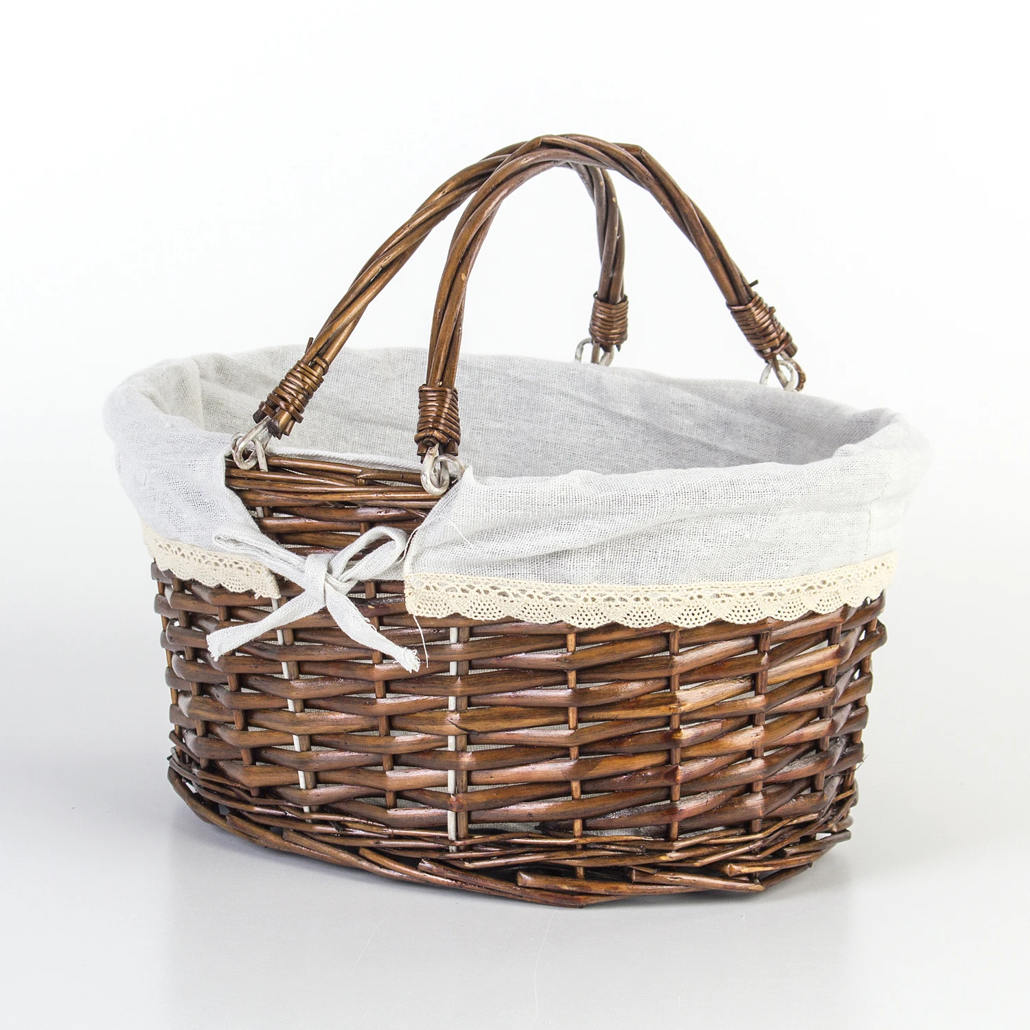 

Овальная плетеная корзина для пикника Euro Flora с ручкой (ткань) 29x21x24 см