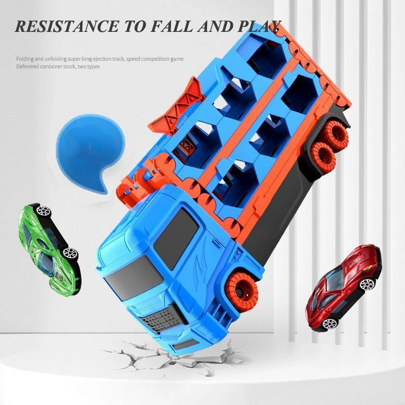 Large Transporer Truck Folding Track Racing Vehicle Kids Compeiive Games Sorage Alloy Car Boy Toy Children Novel_voghion.com
