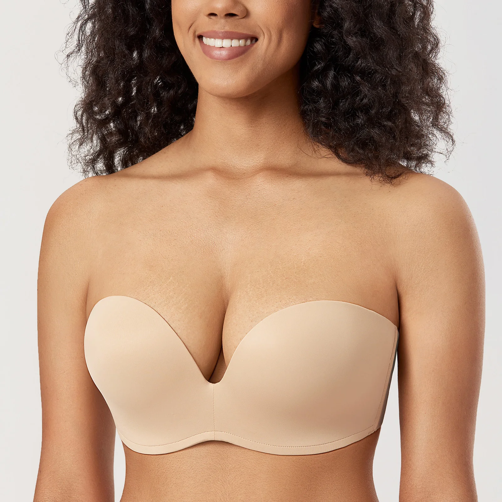 Delimira Dames Strapless Bh Duik Omhoog Voor Grote Busted Naadloze Licht  Gevoerde Ondersteuning Lift Plus Size Onzichtbare Bh 'S