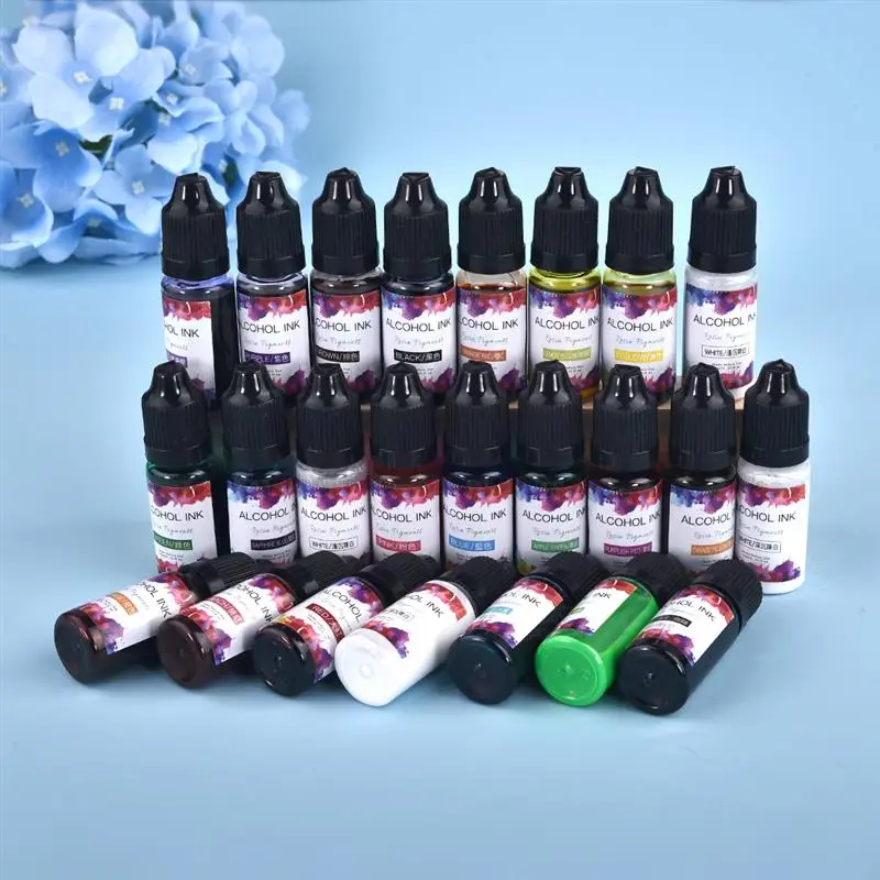 Epoxy resin pigment 10ml 22Colors Alcohol Ink Art Epoxy Resin Diffusion Pigment Liquid Colorant Dye For DIY UV Epoxy Resin Mold Jewelry Making