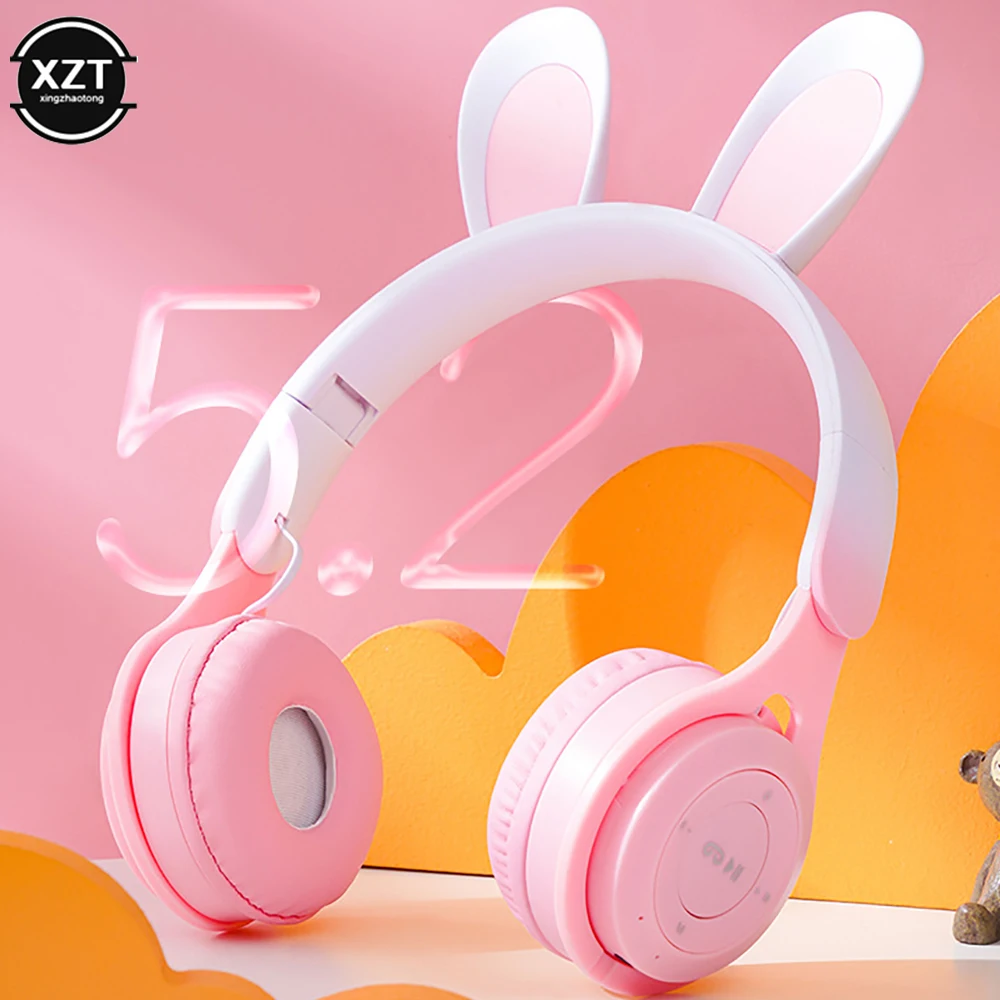

Cute Wireless Bluetooth 5.2 Headphones Foldable Headset LED Light Stereo Music Earphone with Microphone Kids Gifts