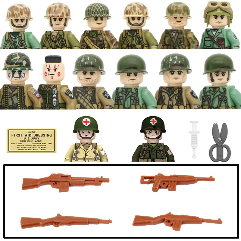 

WW2 Military US 101st Airborne Division Building Blocks Navy Special Forces Soldiers Figures Weapon Helmet Bricks Kids Toys Gift