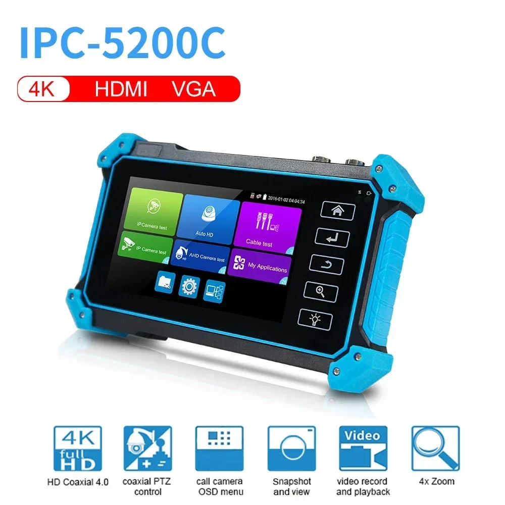 Ipc-5200C Tester 12Mp Ipc 8Mp/Ahd/Cvi/Tv/Sdi Tester Cctv Con Ingresso Hdmi Vga Monitor Cctv Per Telecamera Ip
