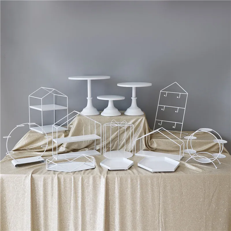 

European style white dessert table ornaments, wedding setting table, display stand, set tea break table, afternoon tea cake