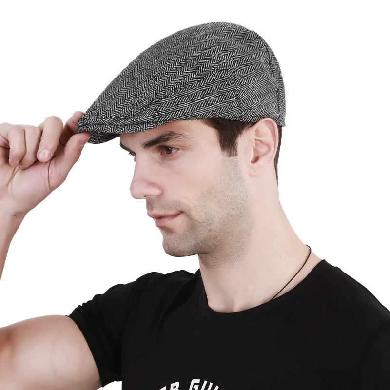 

Adjustable Beret Caps Gorras Hombre Outdoor Sun Breathable Bone Brim Hats Womens Mens Herringbone Solid Flat Peaky Blinders