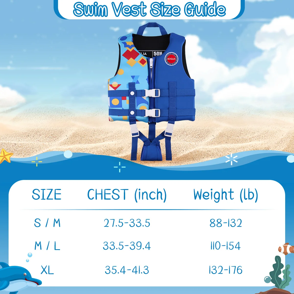 Life Jacket Children with Adjustable Seat Belt Water Sports Boating Skiing Driving Surfing Kayaking Swimming