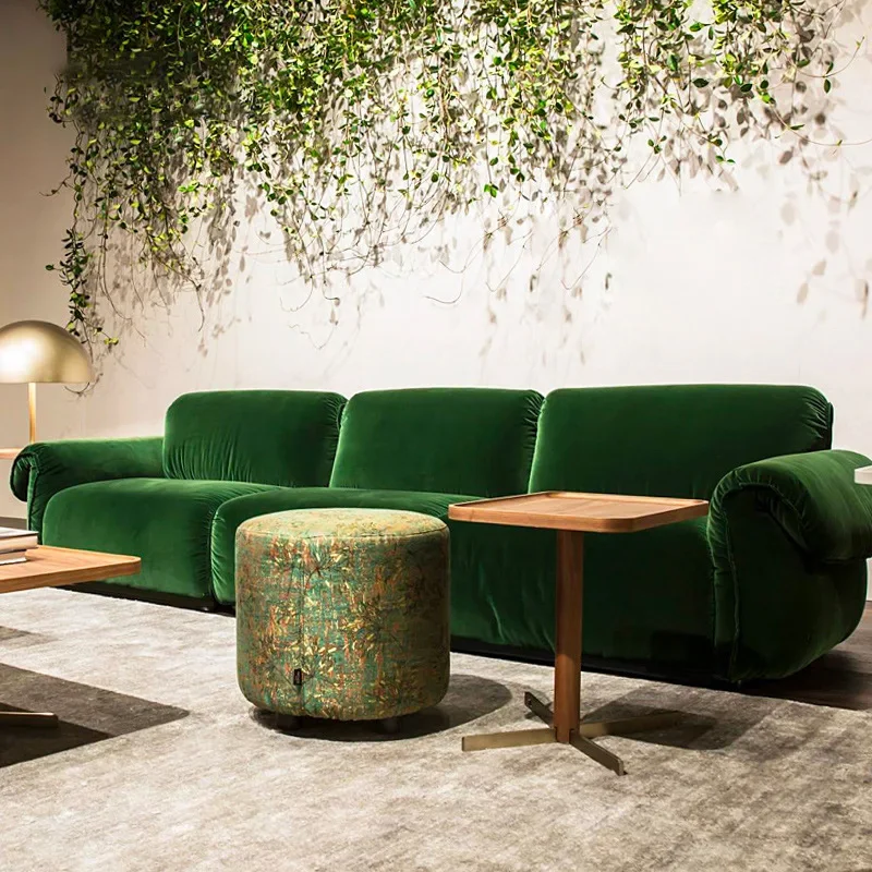 Gucci Furniture Italiano Minimalista Soggiorno Piccolo Appartamento Luce Lusso Online Celebrità Velluto Tre Persone Divano In Tessuto
