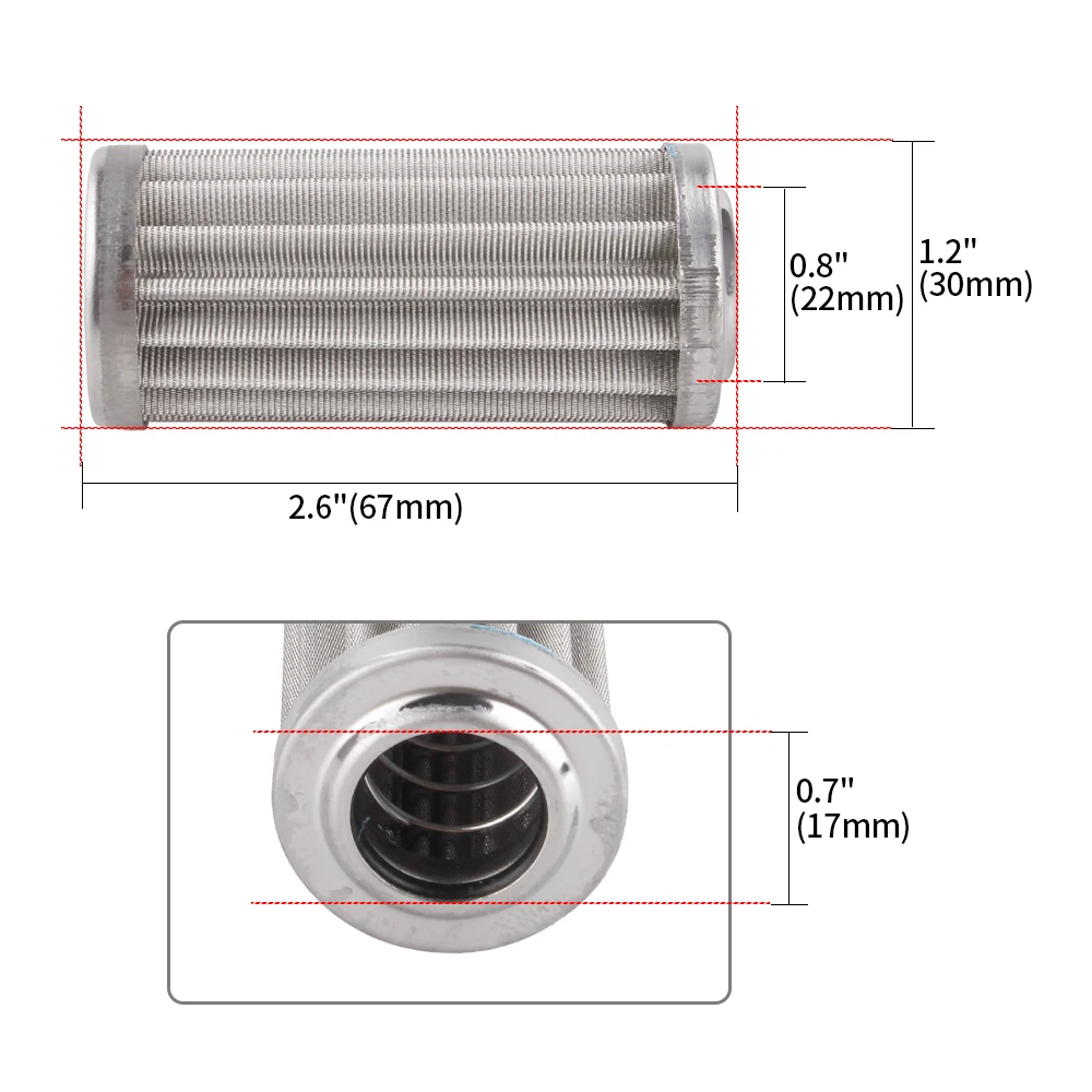 Fuel Filter 44MM/58MM Stainless Steel&Iron Element 60 Micron Ethanol Compatible Mesh AN6/AN8/AN10 Filter Accessories OFI065 fuel filter water separator