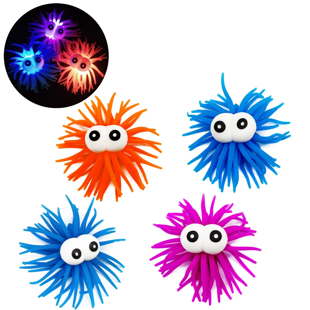 

Novelty Funny Big Eyes Sea Urchin Monster Toy Creative Light-emitting Lala Le Sea Urchin Ball Toys Children Stress Relieving Toy