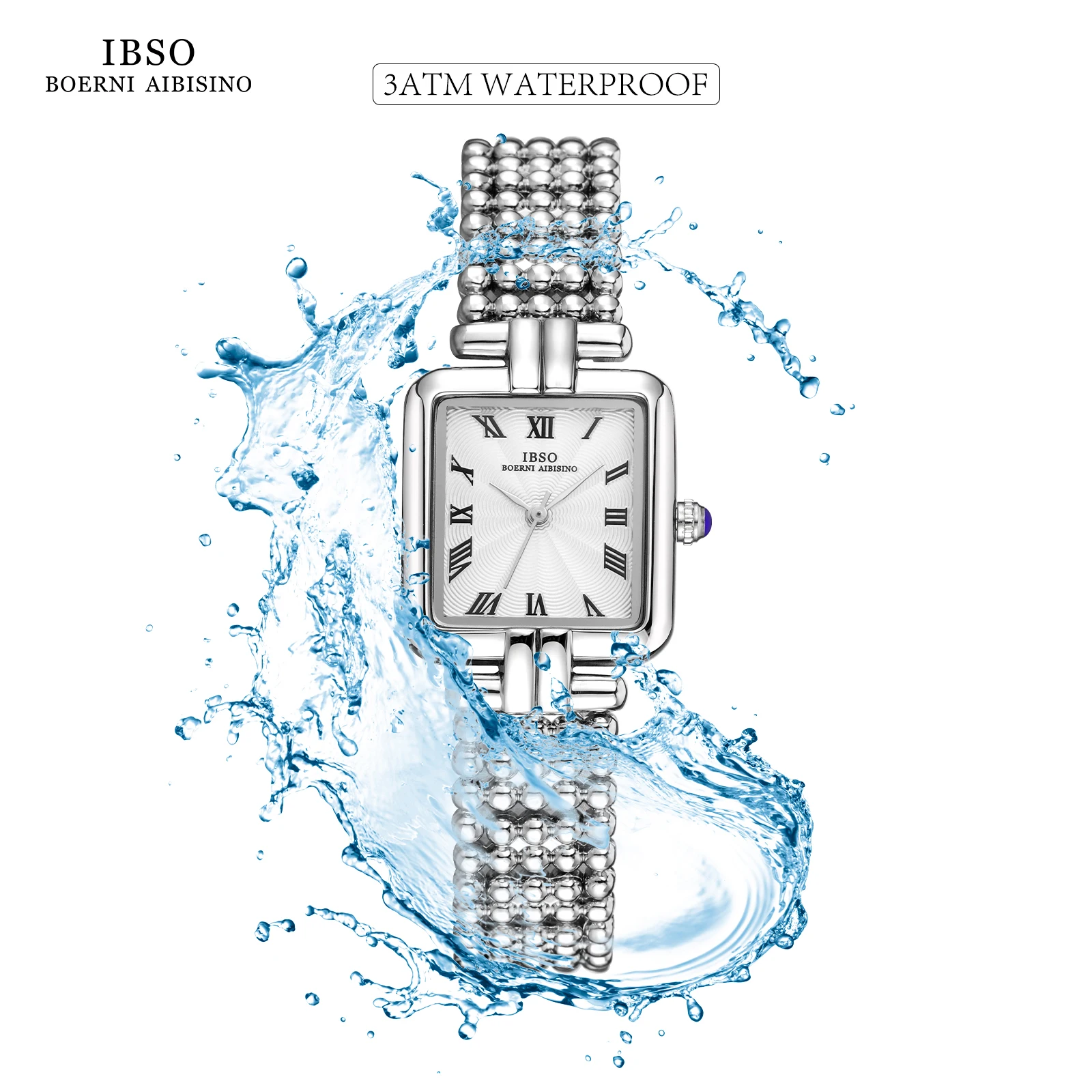 IBSO 2023 New Ladies Luxury Style Quartz Watches Super Simple Stainless Steel Strap Square Dial Waterproof 30 Fashion Style