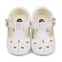 Citgeett Summer Infant Baby Girls Cute Solid Color Hollow-Out Soft Sole PU Leather Flats Shoes First Walkers Non-Slip Shoes 3