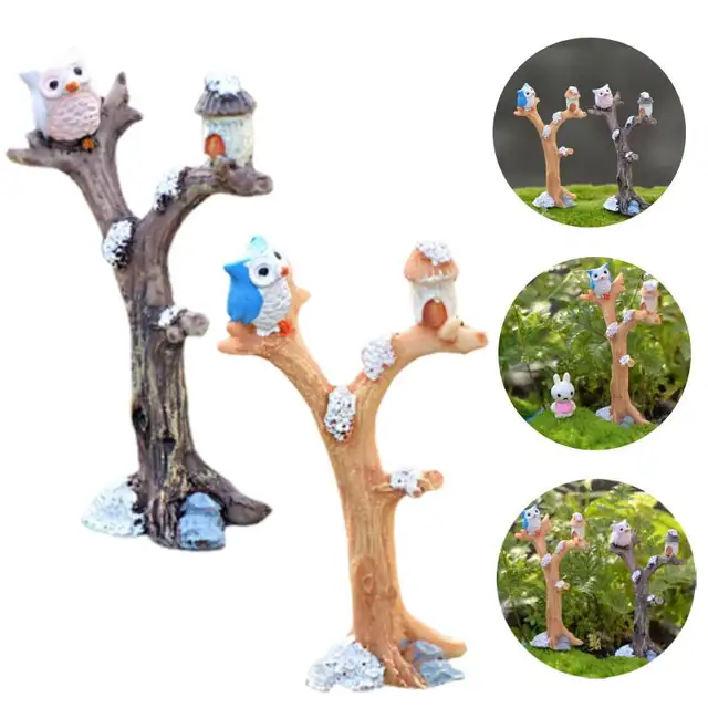 Barkács Gyanta Bagoly Fa Ág Mini Kézműves Miniatűrök Tündérkerti Díszek Bonsai Mikroválási Háztartási Babaház Dekoráció
