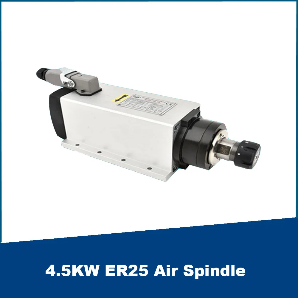 

4.5KW ER25 High-Speed Precision Air Cooled Square Electric Spindle,For CNC Engraving Milling Router