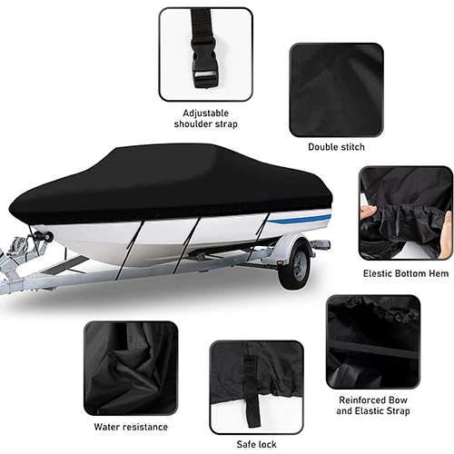 600D Oxford Cloth Boat Cover Factory-Produced Waterproof Sunscreen Canopy PVC Material Rain Cover for Boats