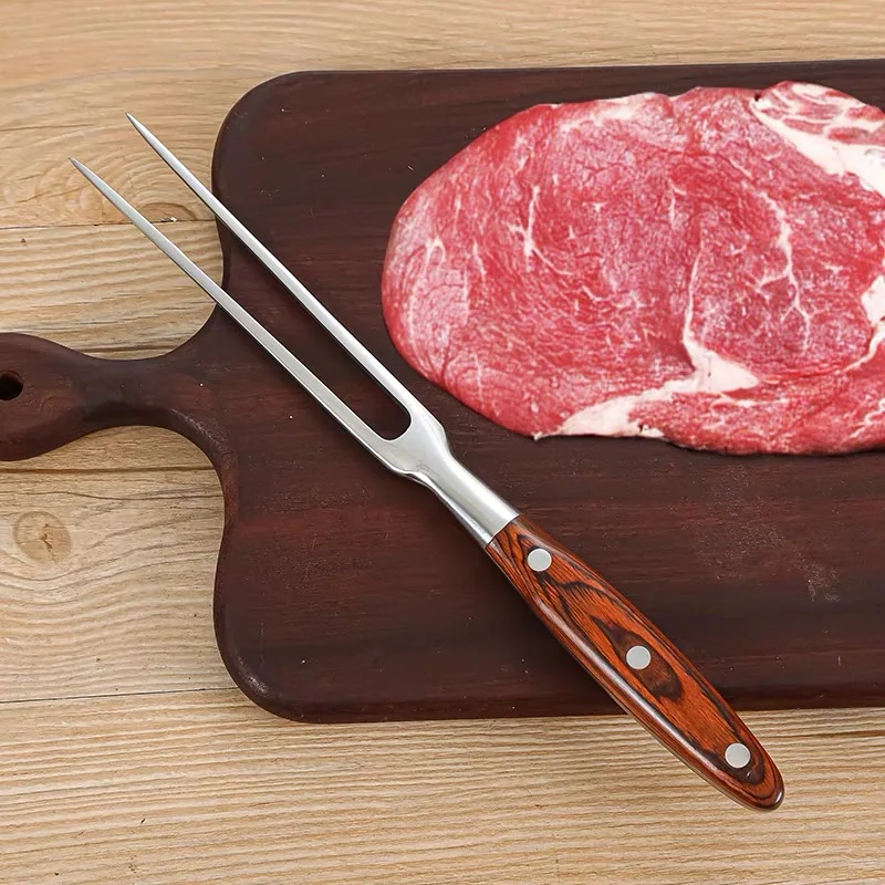 High quality teppanyaki meat roasting fork stainless steel steak barbecue tools big barbecue fork