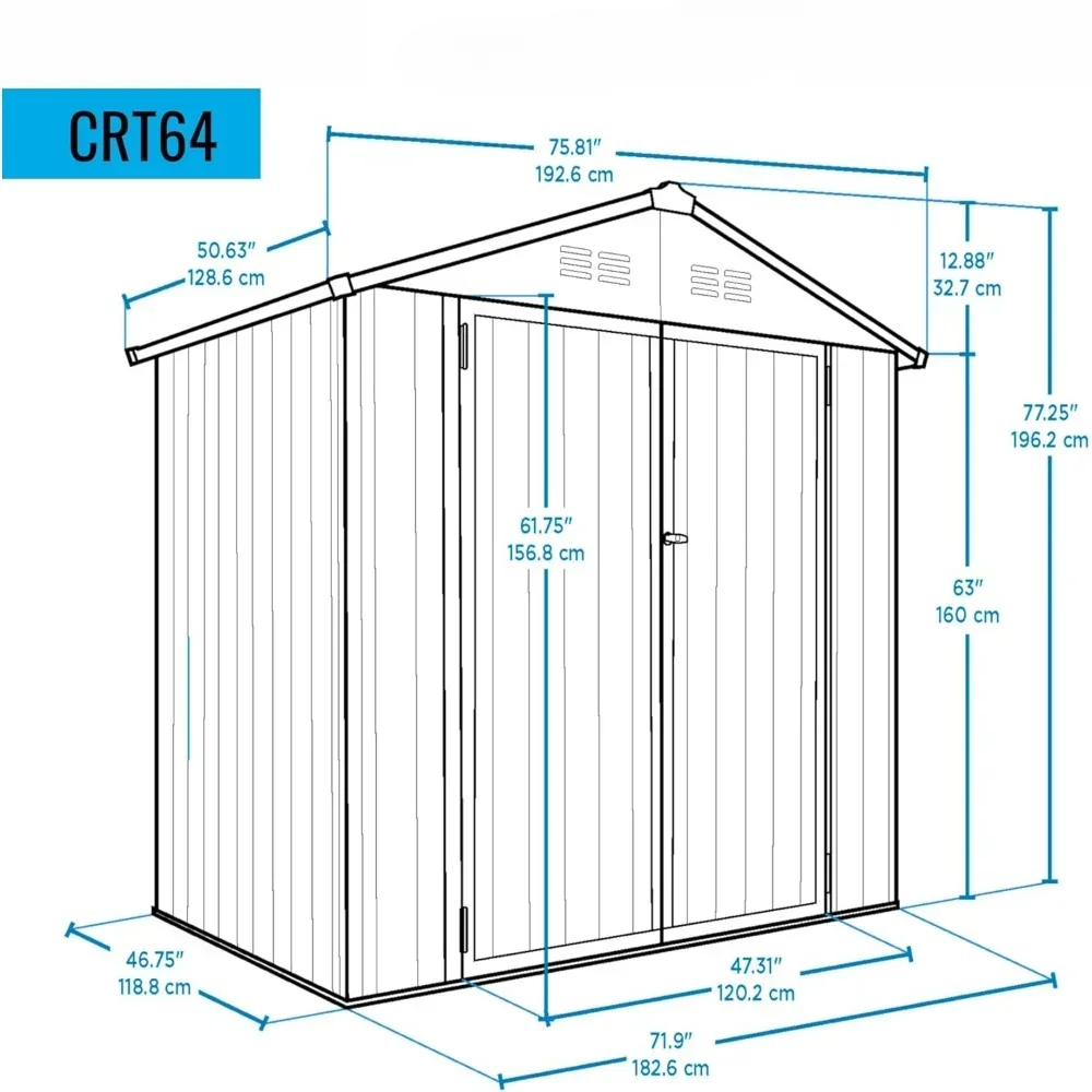 Description Picture 6 of itemStorage Shed, 6X4 Outdoor Galvanized Steel Storage Shed W/Lockable Door for Backyard or Patio Supplies, Sheds & Storage