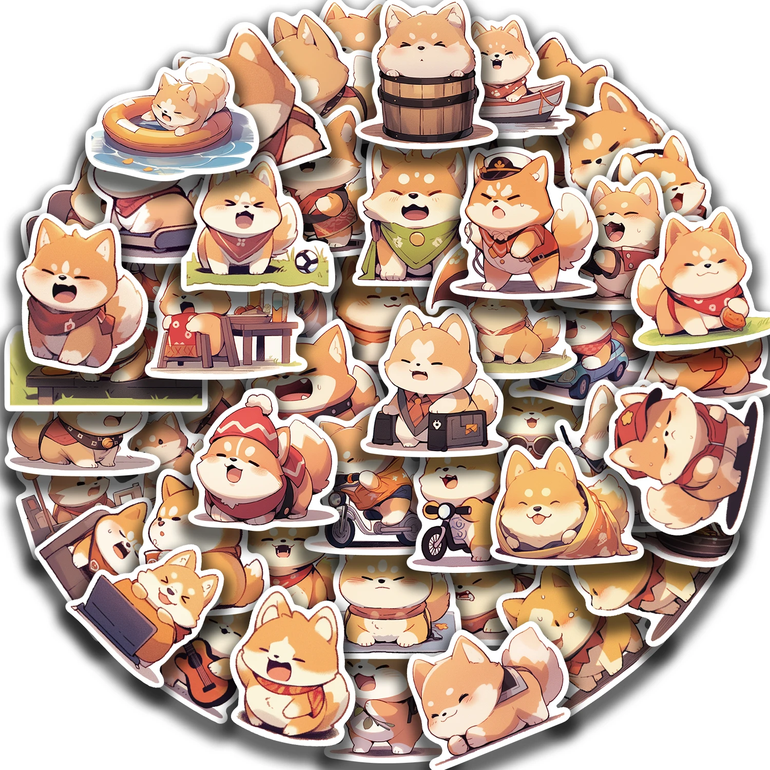 52Pcs Puppy Cartoon Stickers For Car Motorcycle Travel Luggage Guitar Waterproof Graffiti Kids Sticker