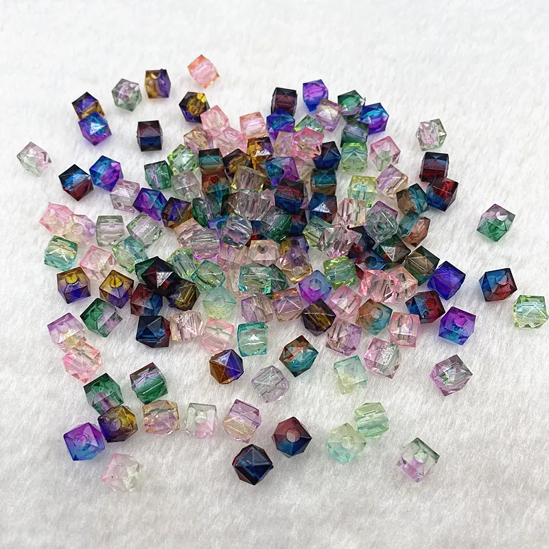 새로운 아크릴 다면체 크리스탈 비즈 큐브, DIY 액세서리, 8.5mm, 2 색