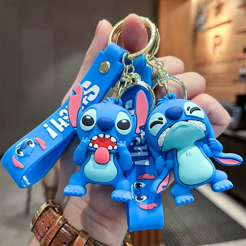 

4 Styles Disney Keychain Stitch Action Figure Pendent Ornament Dolls Collection Car Keyring Girl Birthday Gift