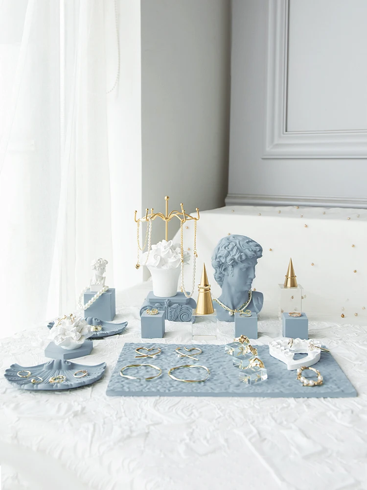 Jewelry display rack, gypsum colored necklace storage rack, ring tray, jewelry display, shooting props, ornaments