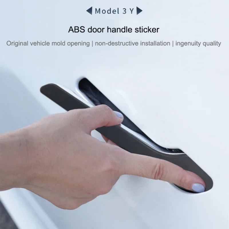 For Tesla Model 3 Y Door Handle Sticker Carbon Fiber Door Protector Wrap Cover Paste ABS New Model3 Highland 2024 Accessories