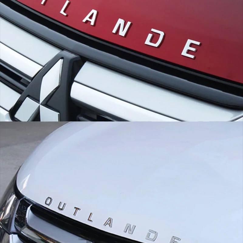 3D Letters Hood Emblem Logo Badge Car Stickers Styling Car Accessories Wording For Mitsubishi Outlander ABS Chrome car stickers car fender emblem badge