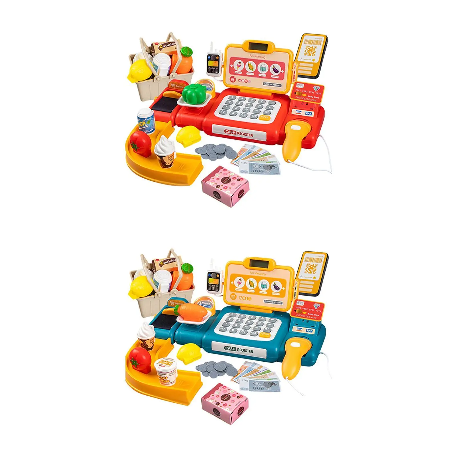 Kid Money Register Toy with Card Scanner Pretend Play Calculator Register Toys for Toddlers 3 + Years Old Girls Boys Baby Gifts 2