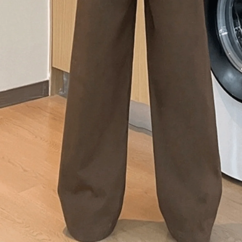 Fashion Baggy Korean Long Pants Straight Leg High Waist Wide Leg Trousers Ins Style Loose Coffee Suit Pants Spring and Autumn