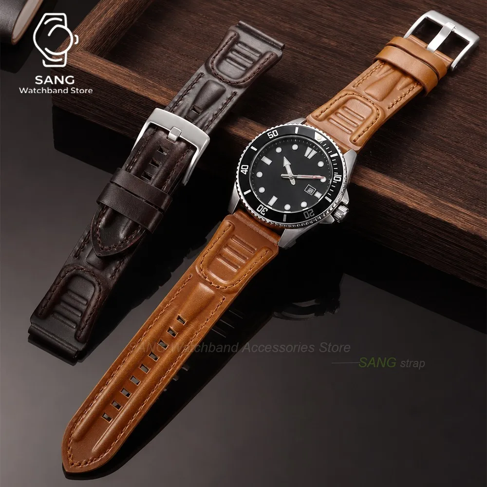 Vintage Oil Wax Cowhide Leather Watchband - Universal Business Bracelet Belt
