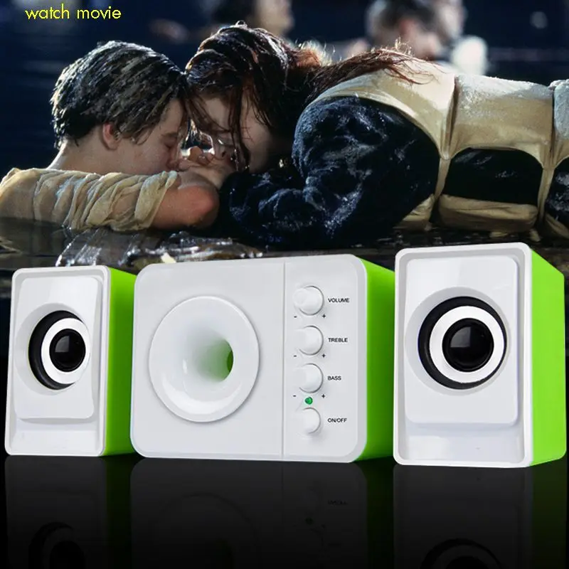 2.1 USB-Powered Desktop Speakers Knob Control Computer Stereo Speaker with Subwoofer Gaming and Multimedia PC Speakers