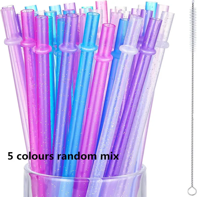 20pcs Mix Colours Spiral Stripes Hard PP Plastic Straw Reusable Drinking  Straws with Cleaning Brush for