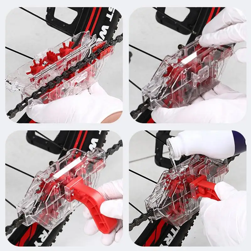 Cycle Chain Cleaner Chain Cleaning Scrubber Transparent Cycling Maintenance Device Cycle Chain Scrubbe For Mountain/MT/Road