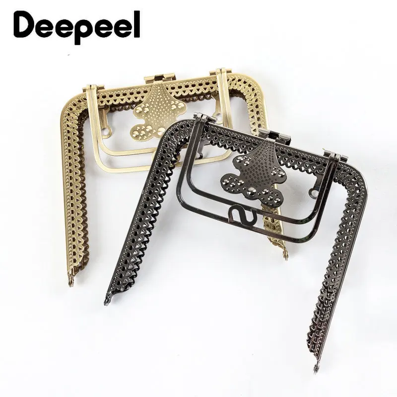 1Pc Deepeel 12*13cm Embossing Metal Bags Handle DIY Handbag Sewing Brackets Purse Frame Handles Kiss Clasps Sew Kit Accessories