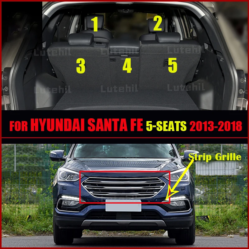 For Hyundai Santa Fe 5-Seat 2013 2014 2015 Lutehil Car Floor Mats Car Trunk Mat Foot Pads Interior Accessories