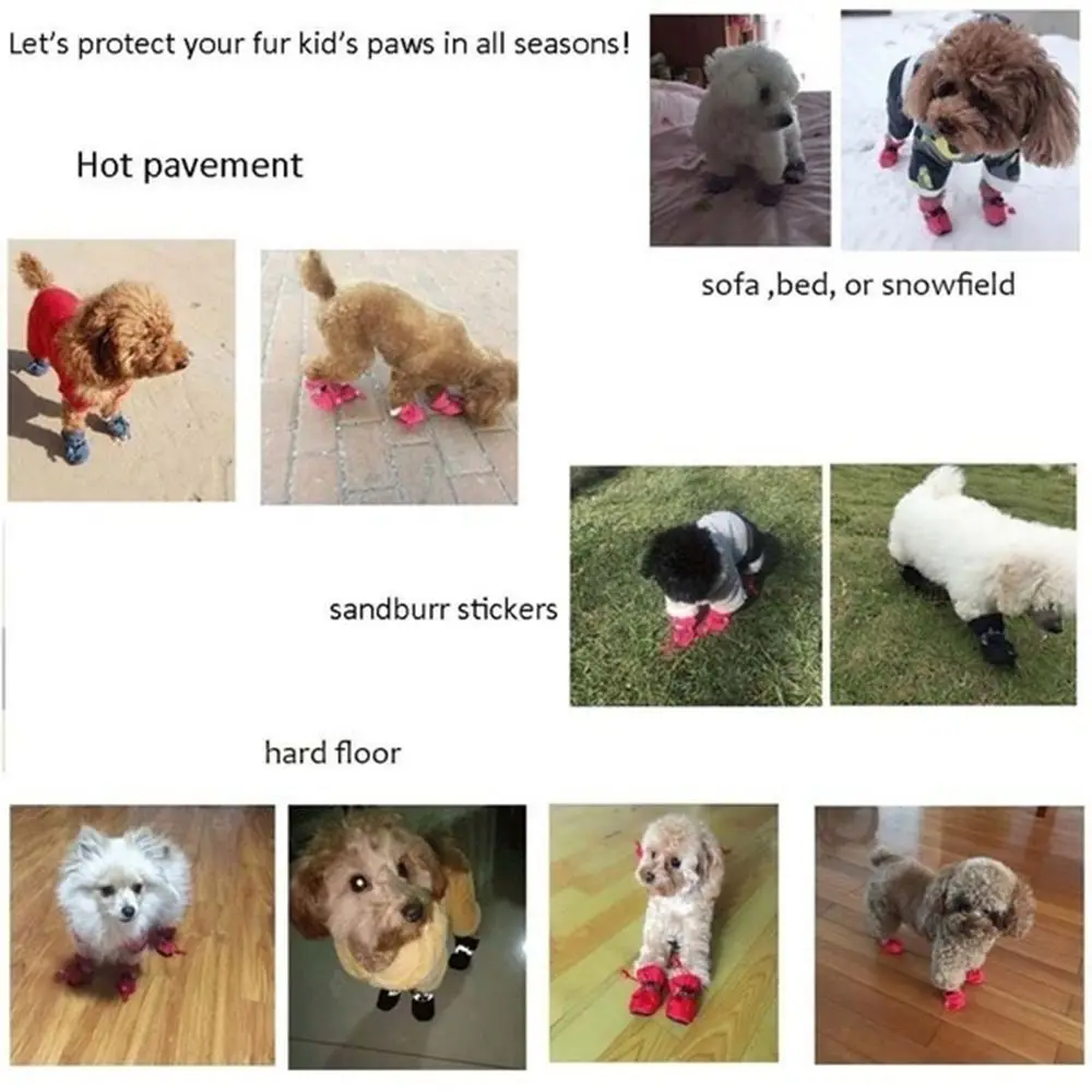 4 stücke Wasserdichte Winter Hund Schuhe Mit Samt Anti-slip Regen Schnee Stiefel Schuhe Dicke Warme Haustier Schuhe Kleine katzen Welpen Socken – Detail 8