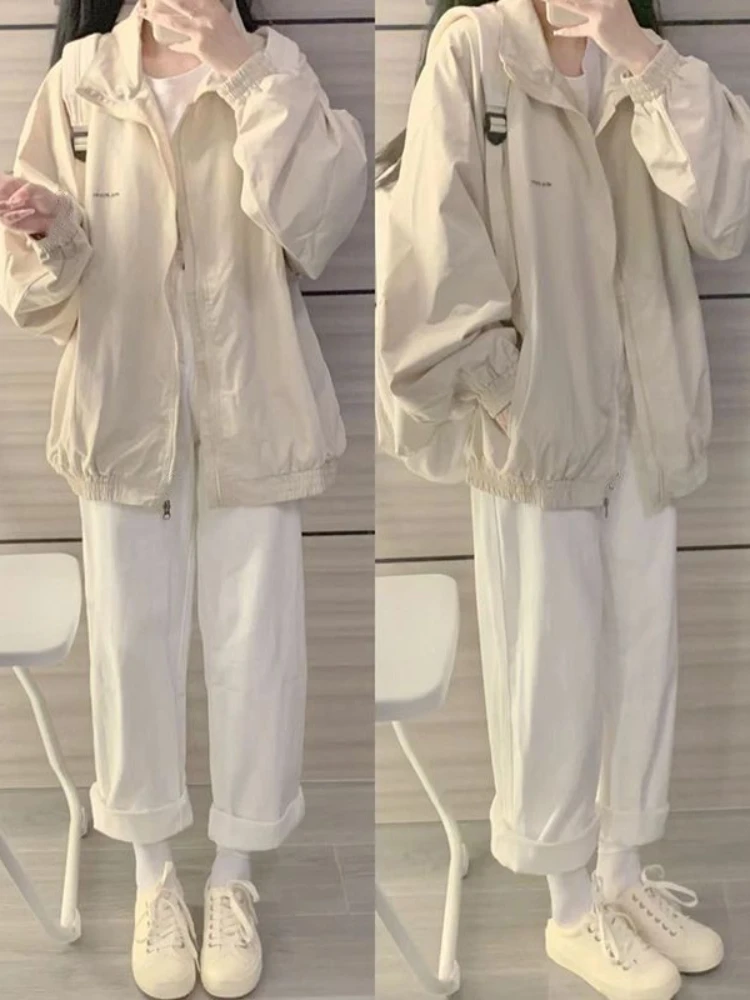 여성용 하라주쿠 재킷, 심플 레트로, 가을 학생, 헐렁한 캐주얼, 달콤한 십대 패션, 데일리 올매치 일본 스타일 차케타 Y2k