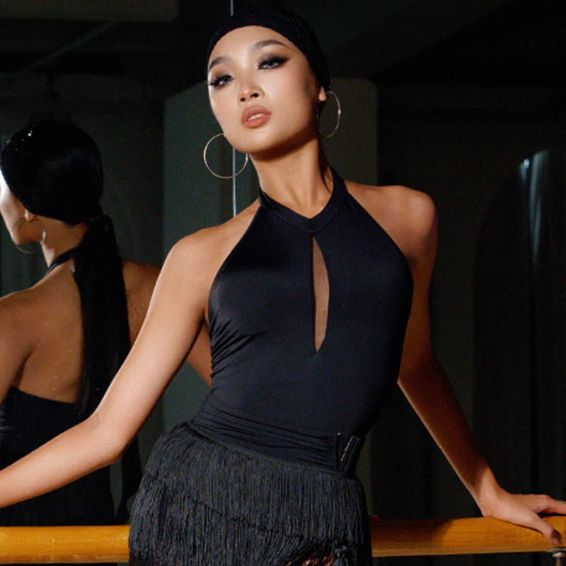 

Женские топы для латиноамериканских танцев, откровенное боди с открытой спиной и лямкой на шее, современная одежда для латиноамериканских танцев, модель DN17512, 2024