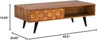 Solid Wood Coffee Tables for Living Room, Coffee Table Mid Century Modern , Fully Assembled Center Table, Teak Brown 2