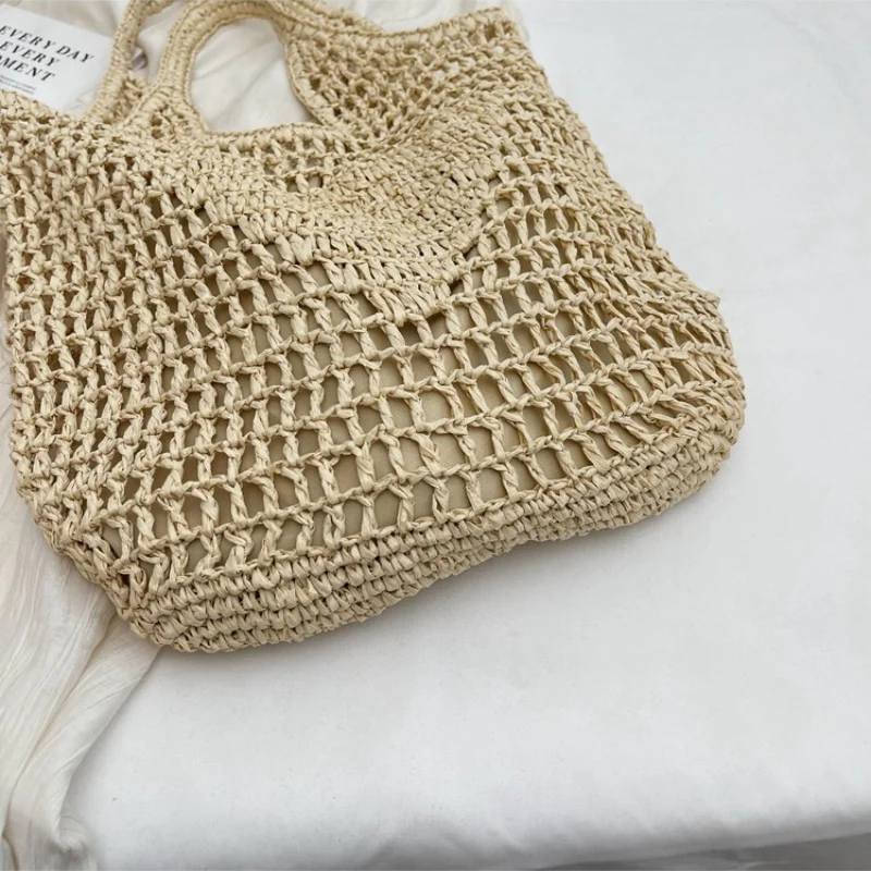 Fashion Women Rattan Tote Bag Luxurious Designer Shoulder Handbag Large Capacity Wicker Women Shopping Handbag Trend Straw Bag 5