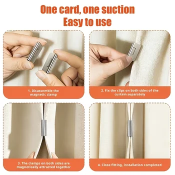 Clip magnetiche resistenti per tende, senza chiodi, per oscuramento, mantengono la tenda chiusa, evitano l'infiltrazione di luce, per camera da letto e ufficio