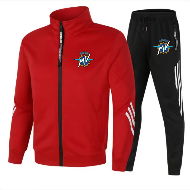 High Quality Men's Zippered Sportswear Set Street Casual Sports Pants Fashionable Sports Jacket Men's Outdoor Motorcycle Riding