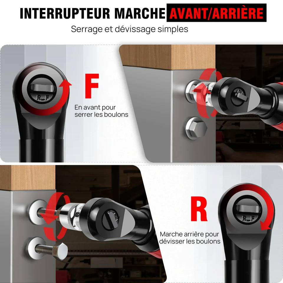 Outil Mécanique Sans Fil Clé à Cliquet Sans Fil 3/8 Pour DeWalt 20V - 80Nm, 320tr/min - Avec Douilles Clé Longue Portée Lumière LED