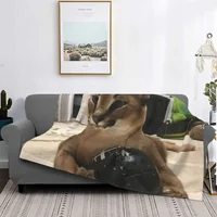 Big Floppa Caracal Cat Cute Meme Blanket Soft Coral Fleece Warm Flannel Warm Throw Blankets for Sofa Car Bedroom Quilt Bedspread 2