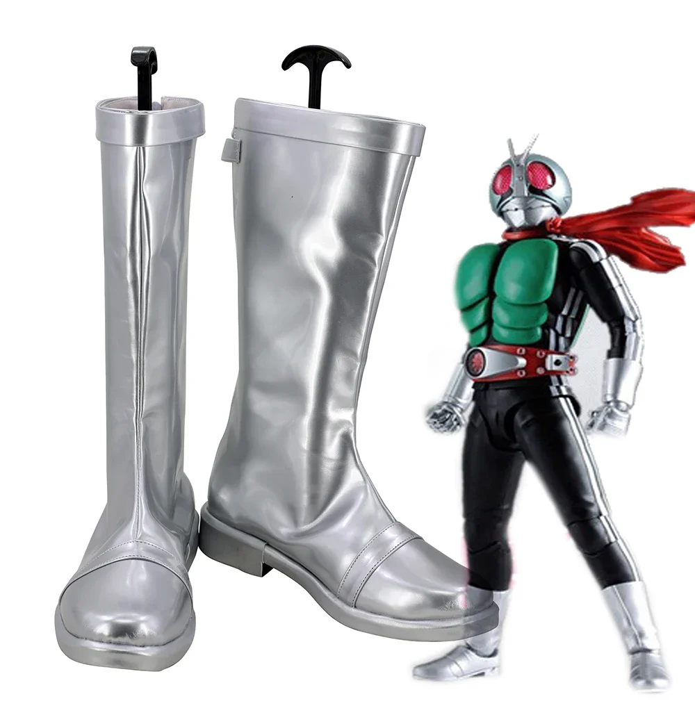 

Сапоги для косплея Kamen Rider в масках 1, серебристые ботинки, изготовленные на заказ, любого размера