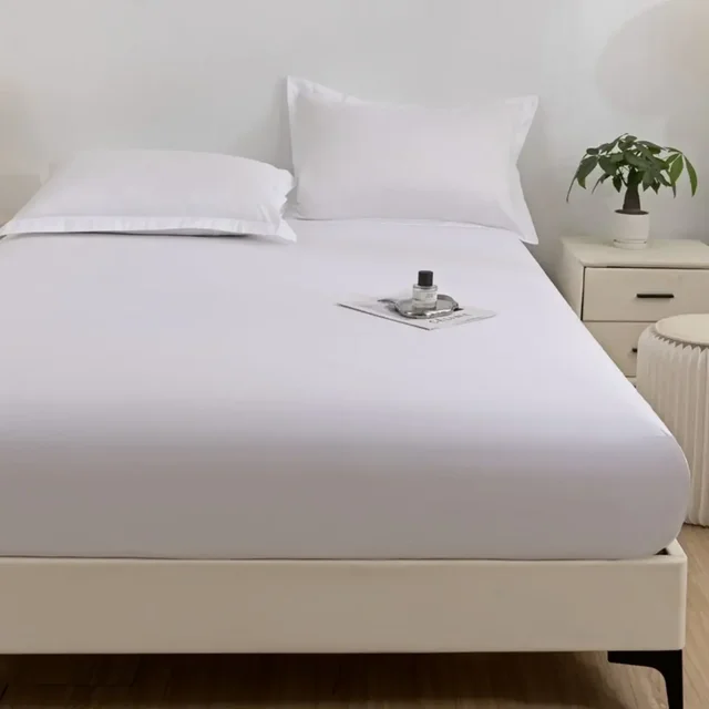 1PC imperméable à l'eau peau douce glaçage couleur unie bonnet de lit housse anti-poussière drap de couverture de matelas (fourreau d'oreiller et noyau d'oreiller non inclus) 6