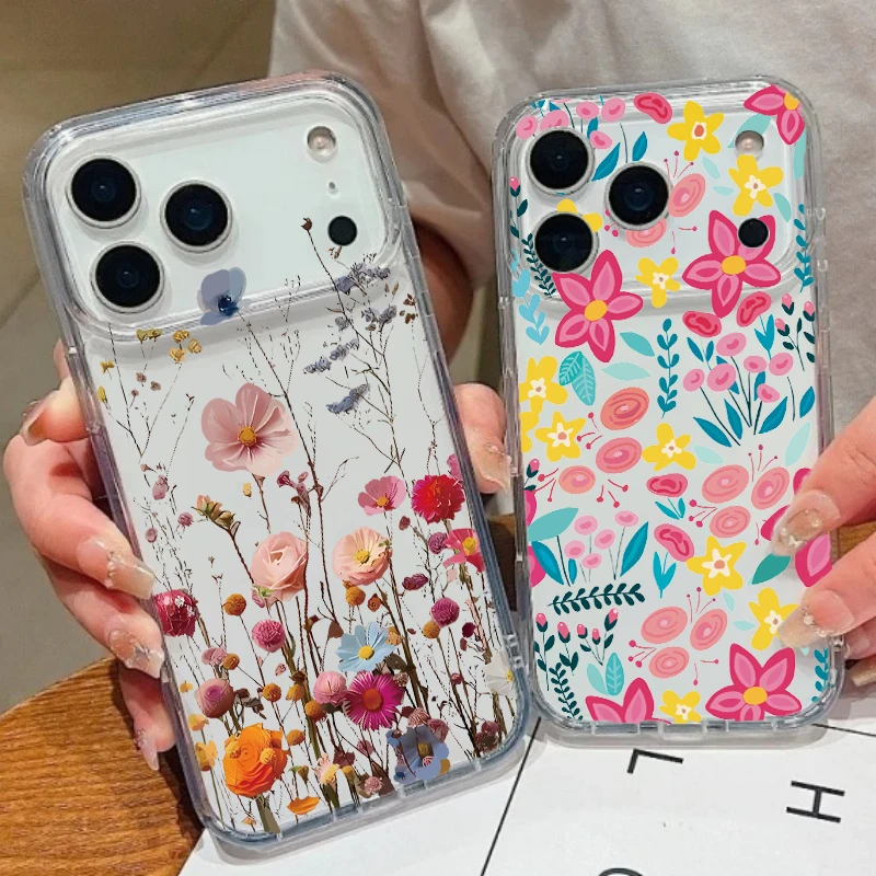 Shockproof Clear TPU Floral Bumper Phone Case