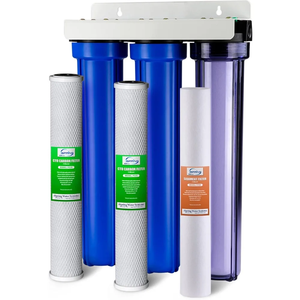 

Whole House Water Filter System, Reduces Chlorine,Sediment,Taste,Odor, 3-Stage Water Filtration System W/ 20"x2.5" Water Filters