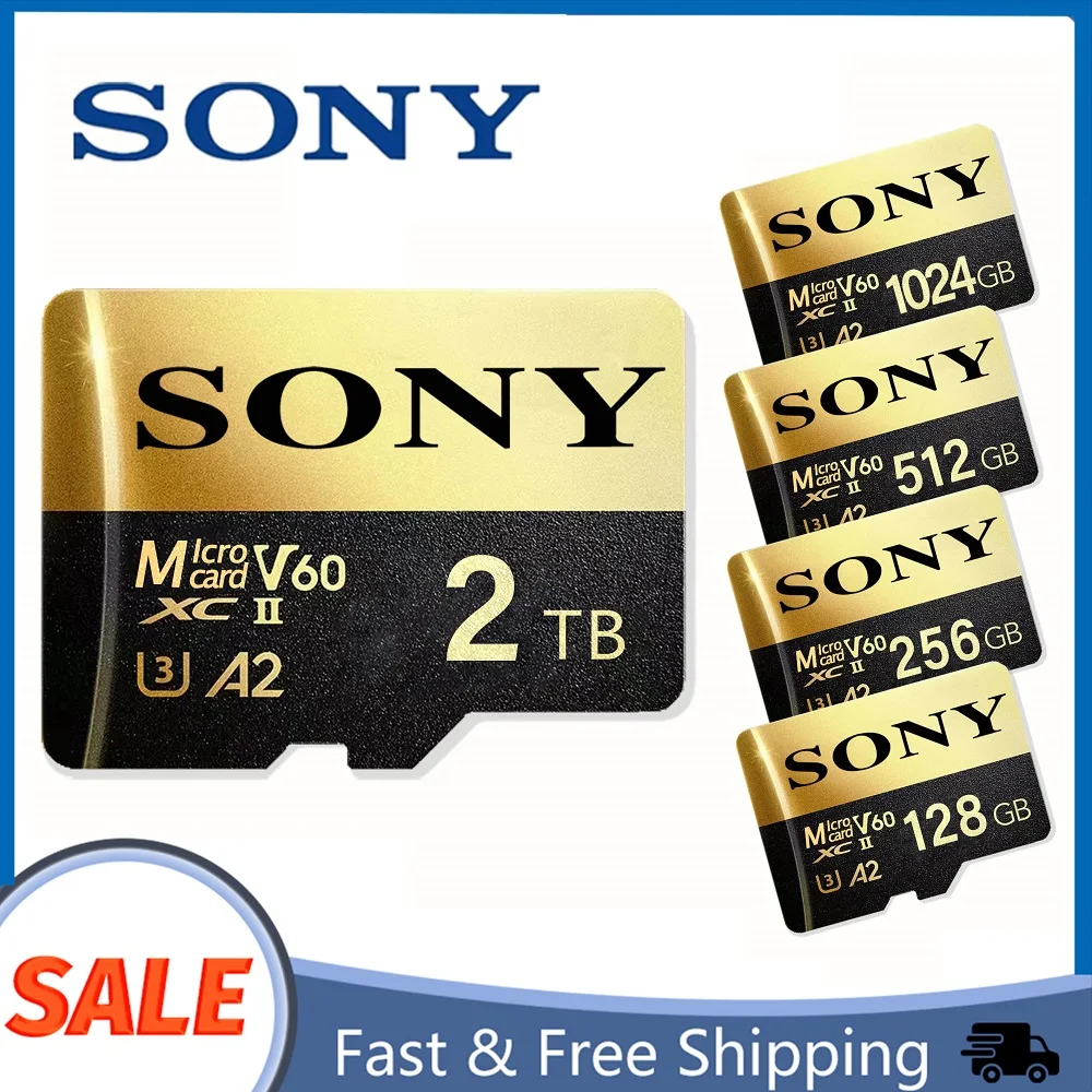thumbnail image 1 of Tarjeta Micro SD SONY de 2 TB, tarjeta de memoria SD de alta velocidad de 128 GB, 256 GB y 512 GB, tarjeta MicroSD C10 TF Flash para teléfono Xiaomi, cámara, mesa y PC, 1 of 5