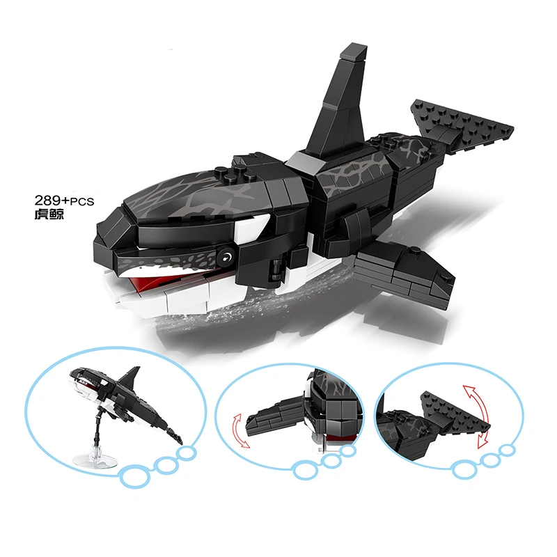 Ocean Animal Fun Model Orcinus Orca Office Desk Decorazioni Building Blocks Mattoni Giocattoli Regali